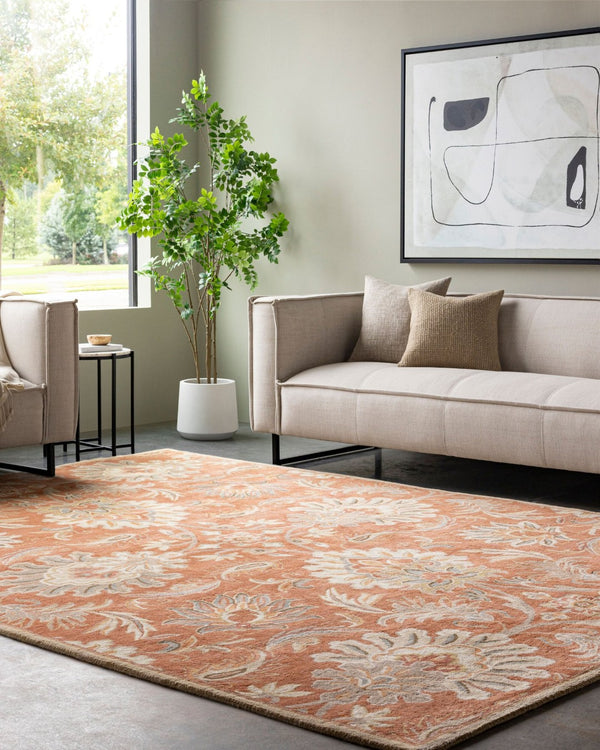 Livabliss Caesar Hand Tufted Wool Area Rug Traditional Pattern for Formal Living Dining Rooms Terracotta, Rus 8' x 11' CAE1112-811