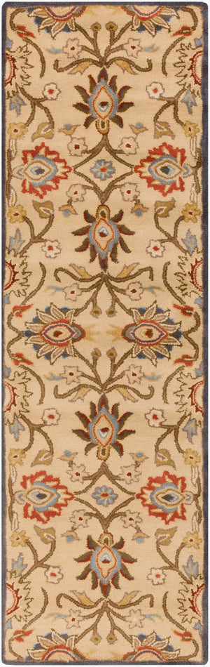 Livabliss Caesar Handmade Wool Area Rug Traditional Pattern for Large Living Dining Spaces Tan, Blue 3' x 12' CAE1116-312
