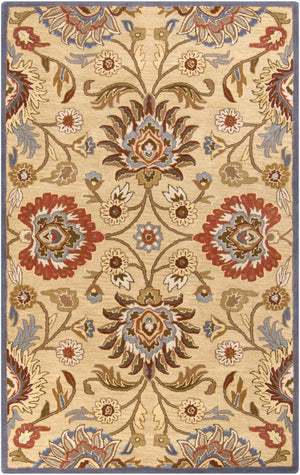 Livabliss Caesar Handmade Wool Area Rug Traditional Pattern for Large Living Dining Spaces Tan, Blue 5' x 8' CAE1116-58