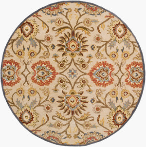 Livabliss Caesar Handmade Wool Area Rug Traditional Pattern for Large Living Dining Spaces Tan, Blue 9'9" x 9'9" Round CAE1116-99RD