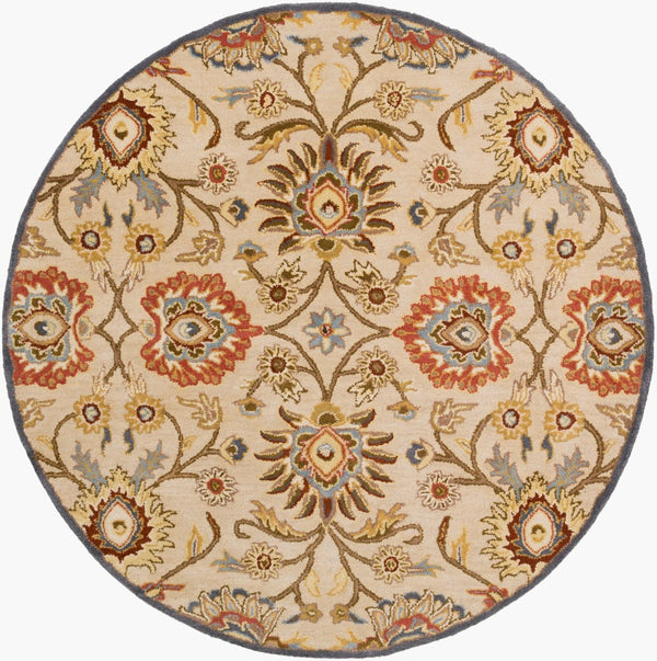 Livabliss Caesar Handmade Wool Area Rug Traditional Pattern for Large Living Dining Spaces Tan, Blue 9'9" x 9'9" Round CAE1116-99RD