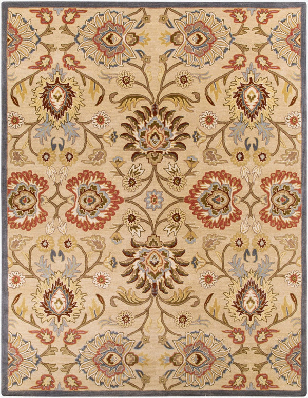 Livabliss Caesar Handmade Wool Area Rug Traditional Pattern for Large Living Dining Spaces Tan, Blue 7'6" x 9'6" CAE1116-7696