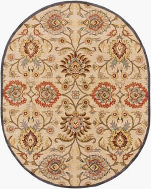Livabliss Caesar Handmade Wool Area Rug Traditional Pattern for Large Living Dining Spaces Tan, Blue 8' x 10' CAE1116-810OV