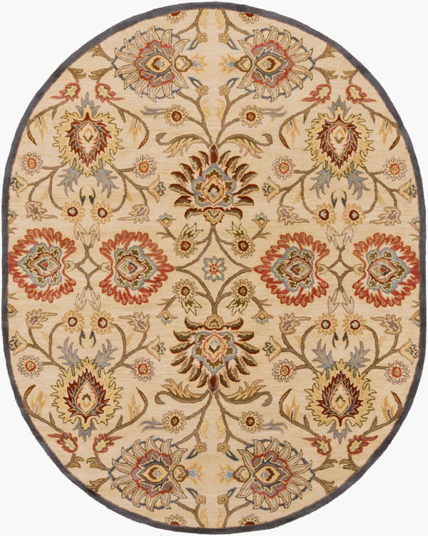 Livabliss Caesar Handmade Wool Area Rug Traditional Pattern for Large Living Dining Spaces Tan, Blue 8' x 10' CAE1116-810OV