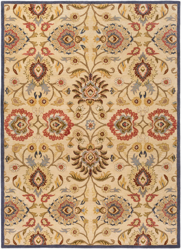 Livabliss Caesar Handmade Wool Area Rug Traditional Pattern for Large Living Dining Spaces Tan, Blue 8' x 11' CAE1116-811