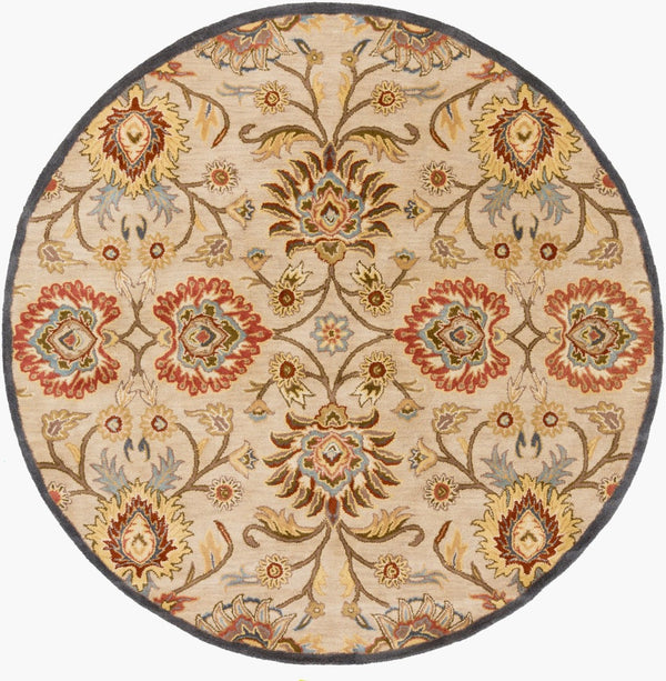 Livabliss Caesar Handmade Wool Area Rug Traditional Pattern for Large Living Dining Spaces Tan, Blue 8' x 8' Round CAE1116-8RD