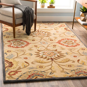 Livabliss Caesar Handmade Wool Area Rug Traditional Pattern for Large Living Dining Spaces Tan, Blue 10' x 14' CAE1116-1014