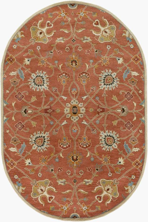 Livabliss Caesar Hand Tufted Wool Area Rug Traditional Pattern for Living Room or Bedroom Dusty Pink, Ivo 6' x 9' Oval CAE1119-69OV