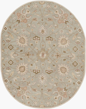 Livabliss Caesar Hand Tufted Wool Area Rug Structured Pattern for Living Dining Bedroom Floors Ivory, Gray 6' x 9' Oval CAE1121-69OV