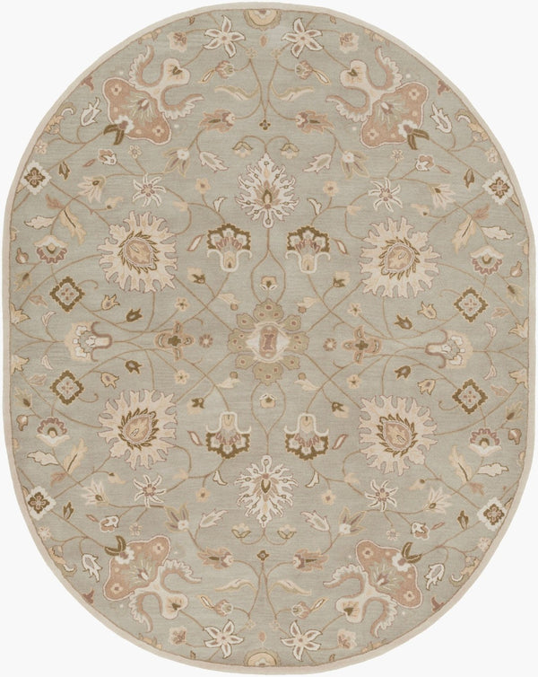 Livabliss Caesar Hand Tufted Wool Area Rug Structured Pattern for Living Dining Bedroom Floors Ivory, Gray 6' x 9' Oval CAE1121-69OV
