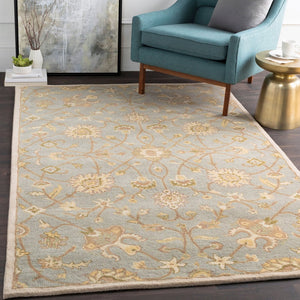 Livabliss Caesar Hand Tufted Wool Area Rug Structured Pattern for Living Dining Bedroom Floors Ivory, Gray 6' x 9' Oval CAE1121-69OV