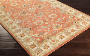Livabliss Caesar Hand Tufted Wool Area Rug with Traditional Pattern for Living and Dining Rooms Rust, Taupe 6' x 6' Round CAE1124-6RD