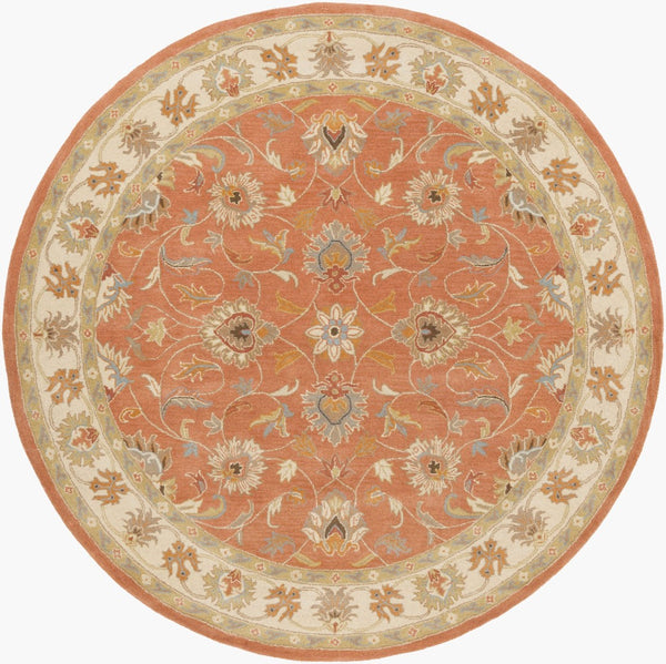 Livabliss Caesar Hand Tufted Wool Area Rug with Traditional Pattern for Living and Dining Rooms Rust, Taupe 8' x 8' Round CAE1124-8RD