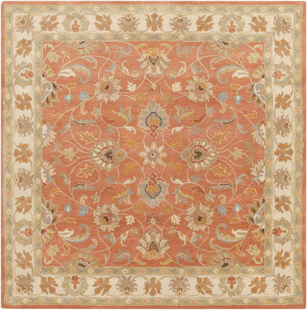 Livabliss Caesar Hand Tufted Wool Area Rug with Traditional Pattern for Living and Dining Rooms Rust, Taupe 6' x 6' Square CAE1124-6SQ