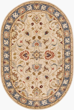 Livabliss Caesar Collection Hand Tufted Wool Area Rug Traditional Pattern for Living Room Dusty Sage, Den 6' x 9' Oval CAE1125-69OV