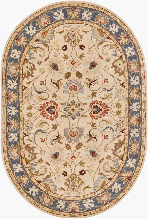 Livabliss Caesar Collection Hand Tufted Wool Area Rug Traditional Pattern for Living Room Dusty Sage, Den 6' x 9' Oval CAE1125-69OV