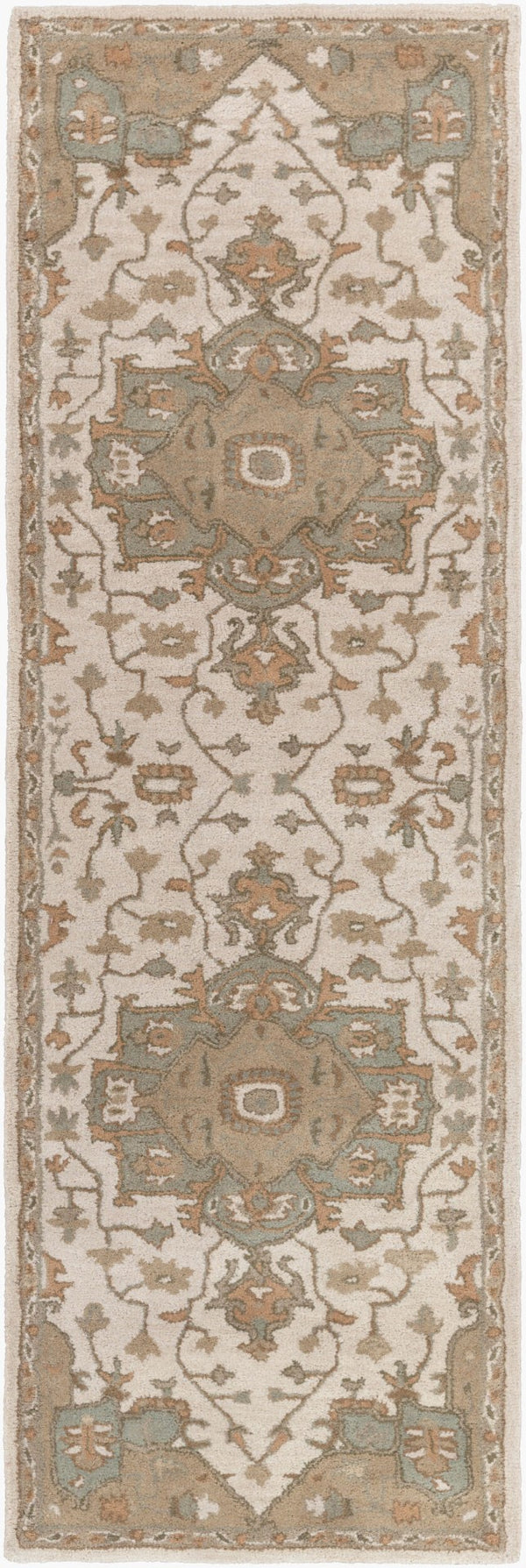 Livabliss Caesar Hand Tufted Wool Area Rug Ornate Traditional Pattern for Large Living Spaces Beige, Medium G 3' x 12' CAE1143-312