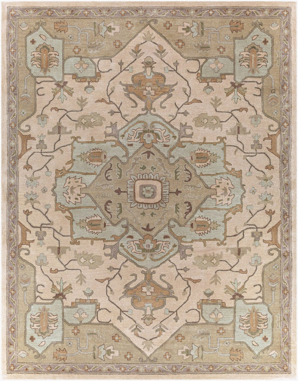 Livabliss Caesar Hand Tufted Wool Area Rug Ornate Traditional Pattern for Large Living Spaces Beige, Medium G 7'6" x 9'6" CAE1143-7696