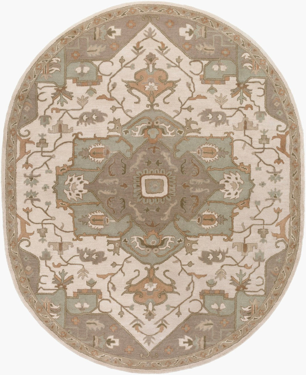 Livabliss Caesar Hand Tufted Wool Area Rug Ornate Traditional Pattern for Large Living Spaces Beige, Medium G 8' x 10' CAE1143-810OV
