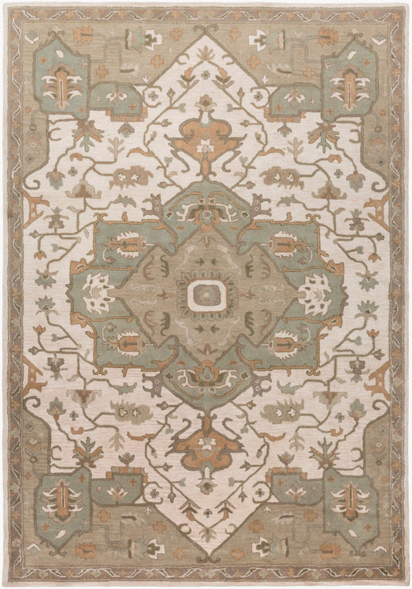 Livabliss Caesar Hand Tufted Wool Area Rug Ornate Traditional Pattern for Large Living Spaces Beige, Medium G 8' x 11' CAE1143-811