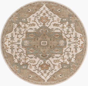 Livabliss Caesar Hand Tufted Wool Area Rug Ornate Traditional Pattern for Large Living Spaces Beige, Medium G 9'9" x 9'9" Round CAE1143-99RD