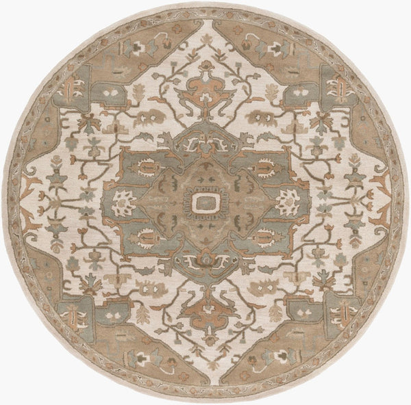 Livabliss Caesar Hand Tufted Wool Area Rug Ornate Traditional Pattern for Large Living Spaces Beige, Medium G 9'9" x 9'9" Round CAE1143-99RD