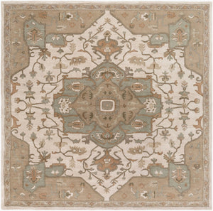 Livabliss Caesar Hand Tufted Wool Area Rug Ornate Traditional Pattern for Large Living Spaces Beige, Medium G 6' x 6' Square CAE1143-6SQ
