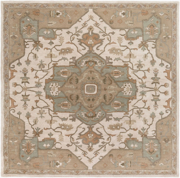 Livabliss Caesar Hand Tufted Wool Area Rug Ornate Traditional Pattern for Large Living Spaces Beige, Medium G 6' x 6' Square CAE1143-6SQ