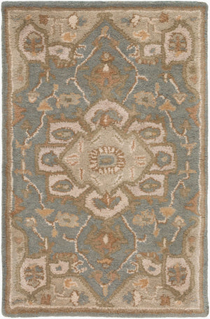 Livabliss Caesar Hand Tufted Wool Area Rug Traditional Motif for Living Dining Formal Spaces Medium Gray, Be 2' x 3' CAE1144-23