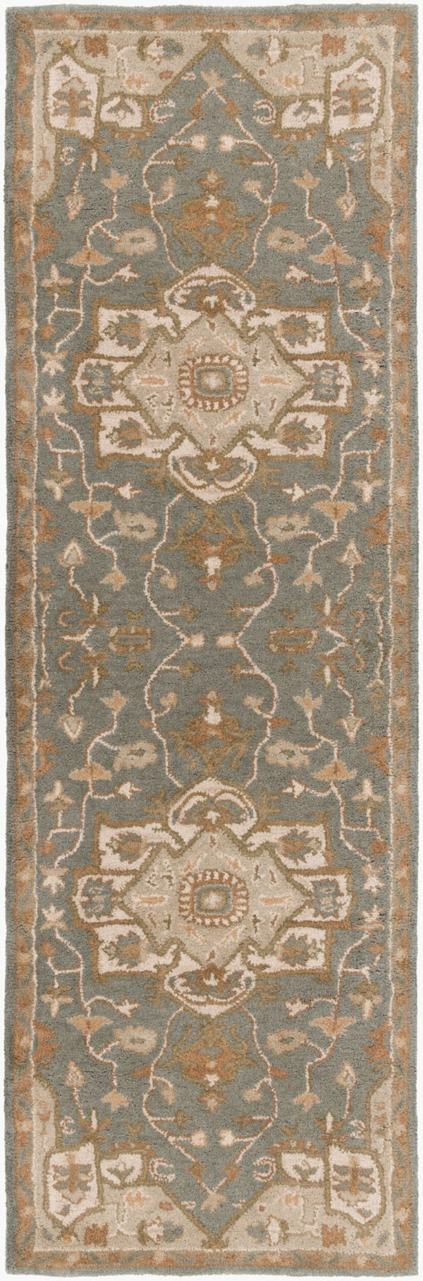 Livabliss Caesar Hand Tufted Wool Area Rug Traditional Motif for Living Dining Formal Spaces Medium Gray, Be 2'6" x 8' CAE1144-268