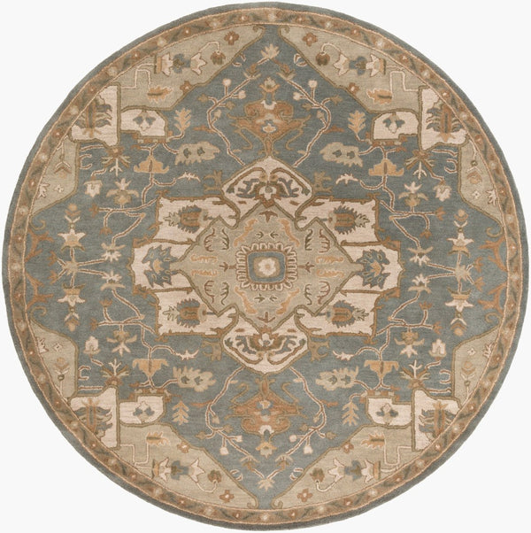 Livabliss Caesar Hand Tufted Wool Area Rug Traditional Motif for Living Dining Formal Spaces Medium Gray, Be 8' x 8' Round CAE1144-8RD