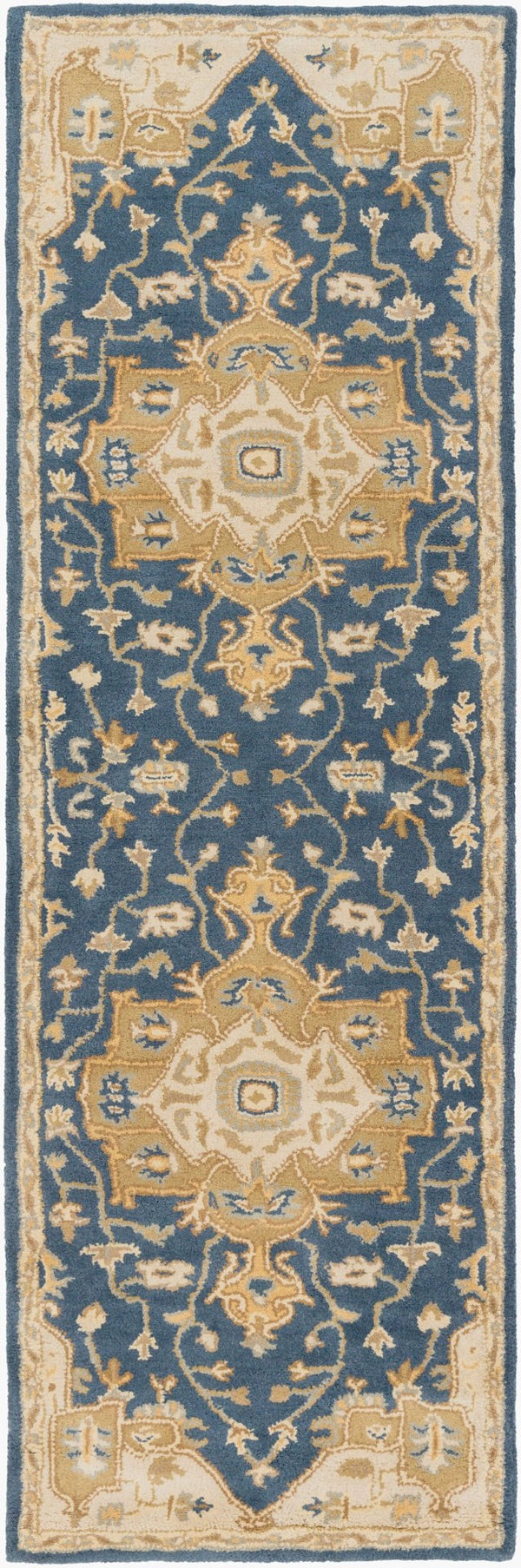 Livabliss Caesar Hand Tufted Wool Area Rug Intricate Traditional Pattern for Living Room Floors Ink Blue, Light 3' x 12' CAE1145-312