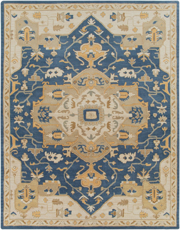 Livabliss Caesar Hand Tufted Wool Area Rug Intricate Traditional Pattern for Living Room Floors Ink Blue, Light 7'6" x 9'6" CAE1145-7696