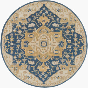 Livabliss Caesar Hand Tufted Wool Area Rug Intricate Traditional Pattern for Living Room Floors Ink Blue, Light 9'9" x 9'9" Round CAE1145-99RD