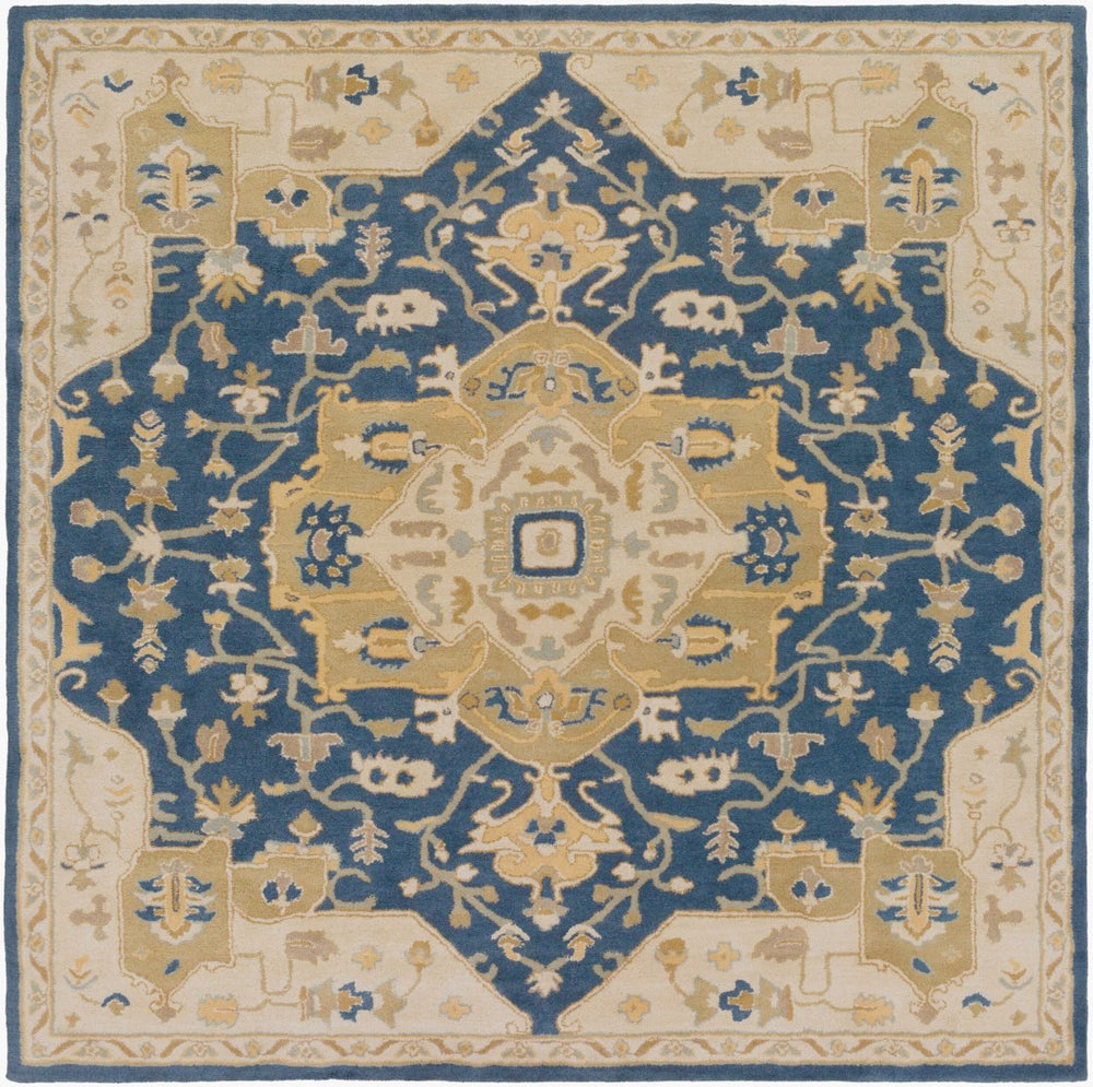 Livabliss Caesar Hand Tufted Wool Area Rug Intricate Traditional Pattern for Living Room Floors Ink Blue, Light 6' x 6' Square CAE1145-6SQ