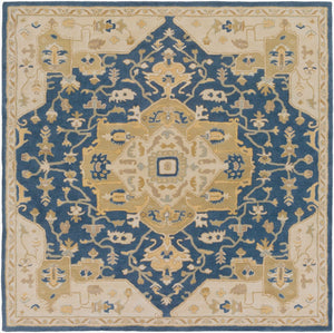 Livabliss Caesar Hand Tufted Wool Area Rug Intricate Traditional Pattern for Living Room Floors Ink Blue, Light 6' x 6' Square CAE1145-6SQ