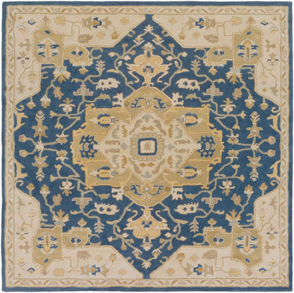 Livabliss Caesar Hand Tufted Wool Area Rug Intricate Traditional Pattern for Living Room Floors Ink Blue, Light 6' x 6' Square CAE1145-6SQ
