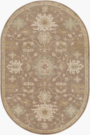 Livabliss Caesar Hand Tufted Wool Area Rug Artisan Crafted for Traditional Living Rooms Dark Brown, Med 6' x 9' Oval CAE1149-69OV