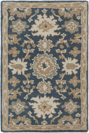 Livabliss Caesar Hand Tufted Wool Area Rug Traditional Style for Living Room or Dining Space Navy, Brown 2' x 3' CAE1154-23