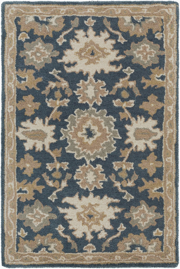Livabliss Caesar Hand Tufted Wool Area Rug Traditional Style for Living Room or Dining Space Navy, Brown 2' x 3' CAE1154-23
