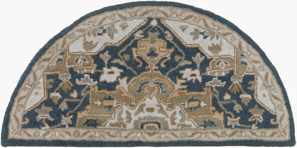 Livabliss Caesar Hand Tufted Wool Area Rug Traditional Style for Living Room or Dining Space Navy, Brown 2' x 4' CAE1154-24HM