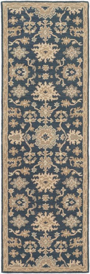 Livabliss Caesar Hand Tufted Wool Area Rug Traditional Style for Living Room or Dining Space Navy, Brown 2'6" x 8' CAE1154-268