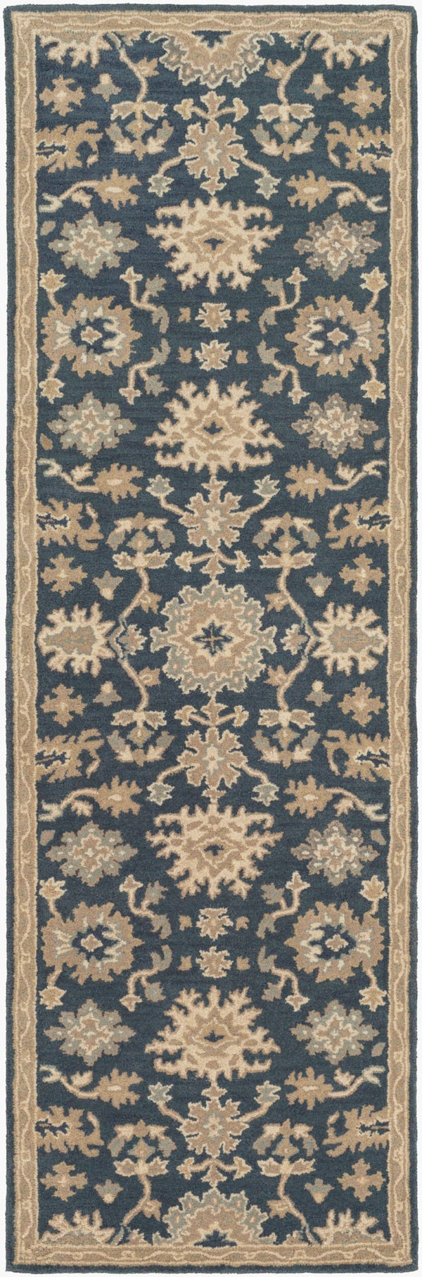 Livabliss Caesar Hand Tufted Wool Area Rug Traditional Style for Living Room or Dining Space Navy, Brown 2'6" x 8' CAE1154-268