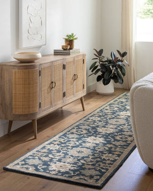 Livabliss Caesar Hand Tufted Wool Area Rug Traditional Style for Living Room or Dining Space Navy, Brown 9'9" x 9'9" Round CAE1154-99RD