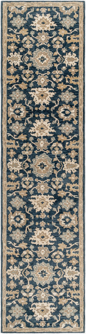 Livabliss Caesar Hand Tufted Wool Area Rug Traditional Style for Living Room or Dining Space Navy, Brown 3' x 12' CAE1154-312