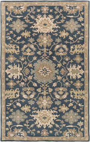 Livabliss Caesar Hand Tufted Wool Area Rug Traditional Style for Living Room or Dining Space Navy, Brown 5' x 8' Rectangle CAE1154-58