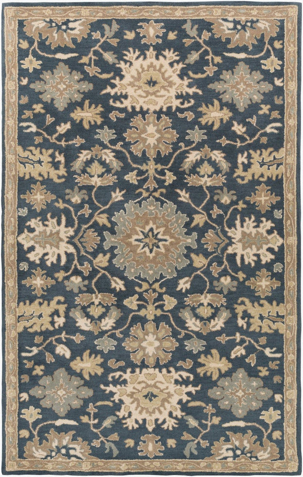 Livabliss Caesar Hand Tufted Wool Area Rug Traditional Style for Living Room or Dining Space Navy, Brown 5' x 8' Rectangle CAE1154-58