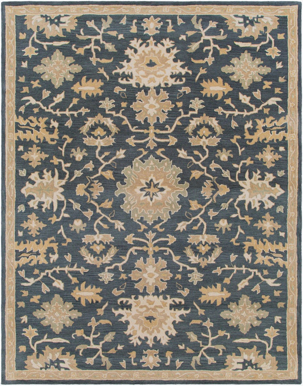 Livabliss Caesar Hand Tufted Wool Area Rug Traditional Style for Living Room or Dining Space Navy, Brown 7'6" x 9'6" CAE1154-7696