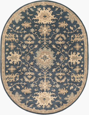 Livabliss Caesar Hand Tufted Wool Area Rug Traditional Style for Living Room or Dining Space Navy, Brown 8' x 10' CAE1154-810OV