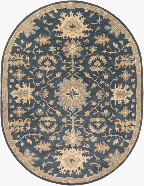 Livabliss Caesar Hand Tufted Wool Area Rug Traditional Style for Living Room or Dining Space Navy, Brown 8' x 10' CAE1154-810OV